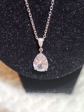 Sweetv Silver CZ Pendant Necklace